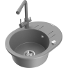 Mexen Kevin granite sink 1-bowl with drainer and kitchen faucet Duero, gray - 6517-71-671600-71