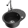Mexen Kevin Granite Kitchen Sink 1-Bowl with Drainer and Duero Kitchen Tap, Black/Silver Metallic - 6517-73-671600-00
