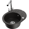 Mexen Kevin 1-bowl granite sink with drainer and Duero kitchen mixer, black/gold metallic - 6517-75-671600-00