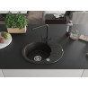 Mexen Kevin granite sink 1-bowl with drainer and Duero kitchen faucet, black/gold metallic - 6517-75-671600-70