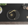 Mexen Kevin granite kitchen sink 1-bowl with drainer and Duero kitchen faucet, black speckled - 6517-76-671600-50