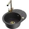 Mexen Kevin single-bowl granite kitchen sink with drainer and Duero kitchen tap, black speckled - 6517-76-671600-50