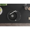 Mexen Kevin granite sink 1-bowl with drainer and Duero kitchen tap, black - 6517-77-671600-00