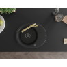Mexen Kevin 1-bowl granite sink with drainer and Duero kitchen faucet, black - 6517-77-671600-50-B