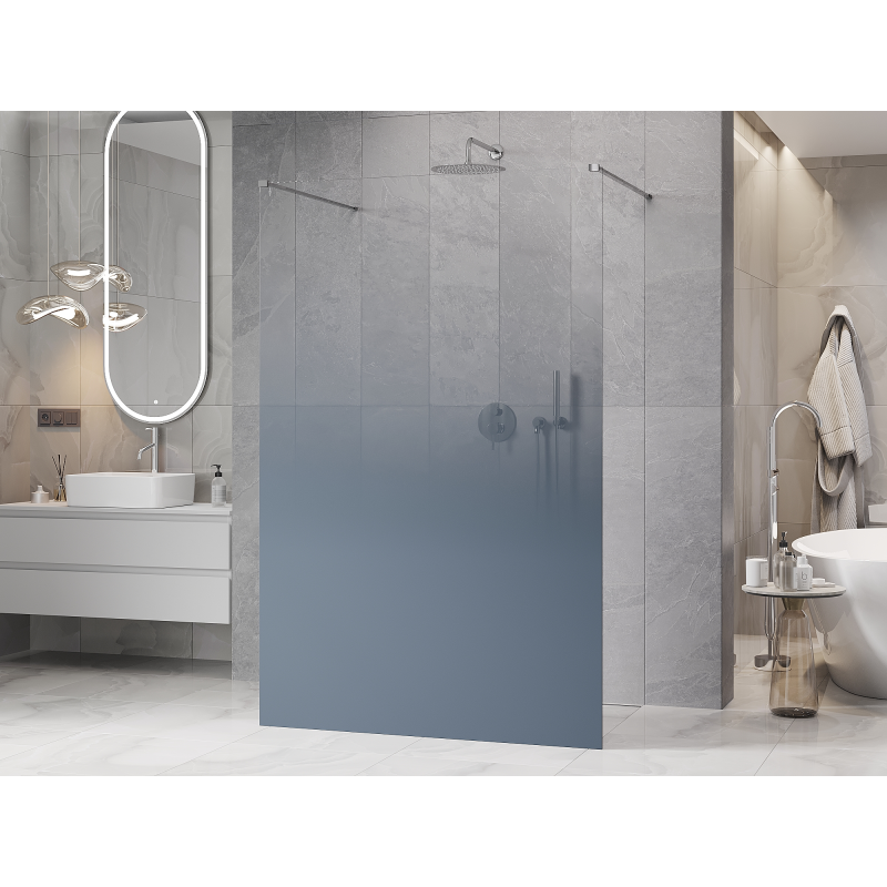 Mexen Kioto freestanding shower wall 110 x 200 cm, blue ombre 8 mm, chrome - 800-110-002-01-46