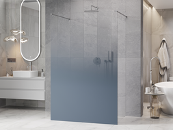 Mexen Kioto freestanding shower wall 140 x 200 cm, blue ombre 8 mm, chrome - 800-140-002-01-46