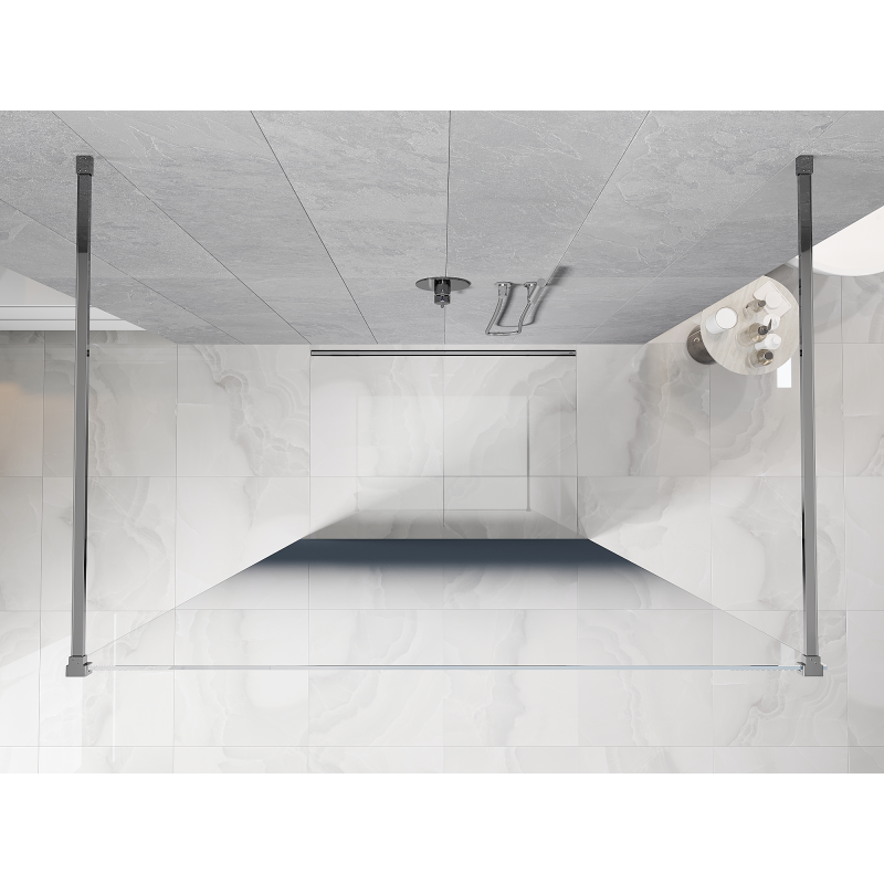 Mexen Kioto freestanding shower wall 130 x 200 cm, blue ombre 8 mm, chrome - 800-130-002-01-46