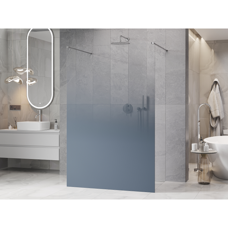 Mexen Kioto freestanding shower wall 150 x 200 cm, blue ombre 8 mm, chrome - 800-150-002-01-46