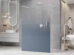 Mexen Kioto freestanding shower screen 100 x 200 cm, blue ombre 8 mm, white - 800-100-002-20-46