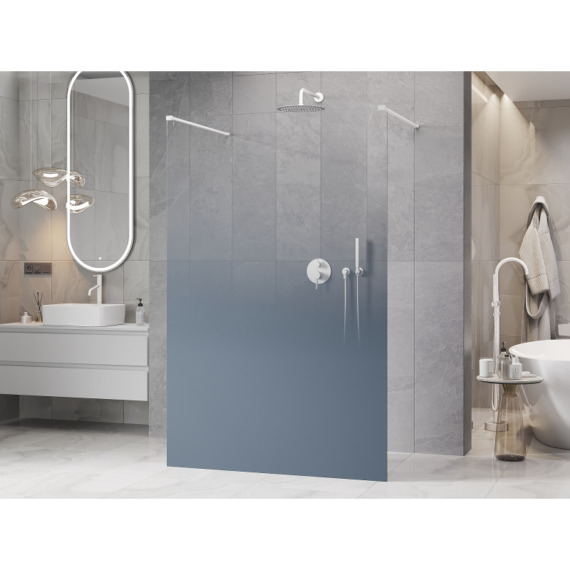 Mexen Kioto freestanding shower screen 110 x 200 cm, blue ombre 8 mm, white - 800-110-002-20-46