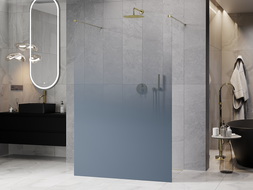Mexen Kioto freestanding shower wall 110 x 200 cm, blue ombre 8 mm, gold - 800-110-002-50-46