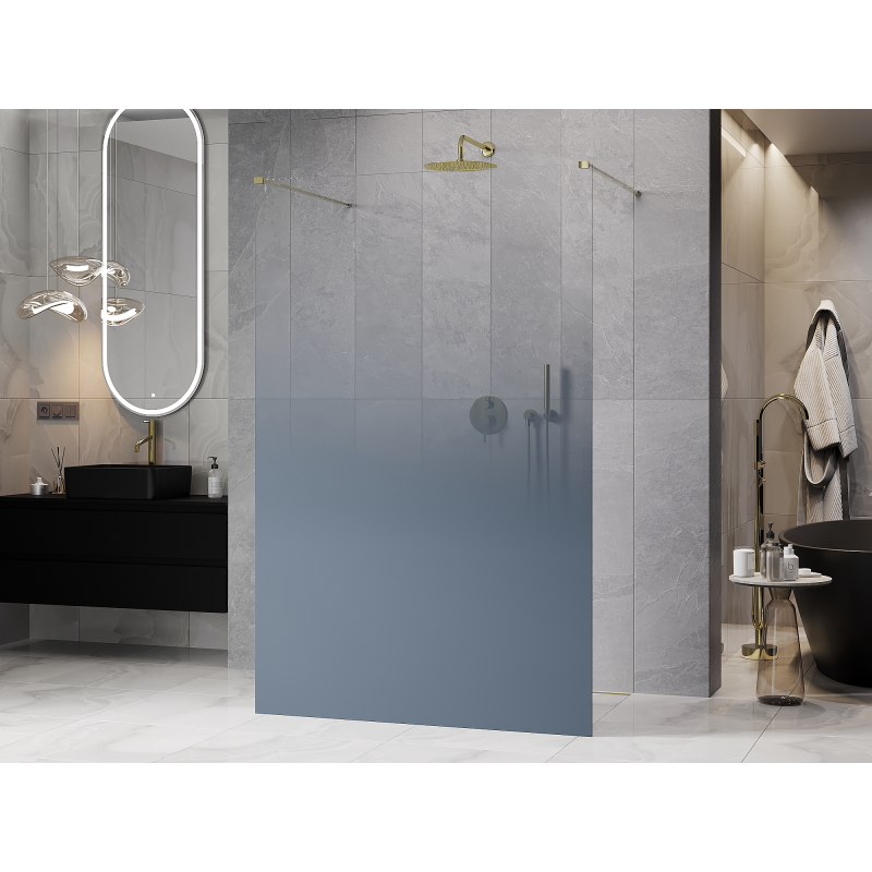 Mexen Kioto freestanding shower screen 130 x 200 cm, blue ombre 8 mm, gold - 800-130-002-50-46