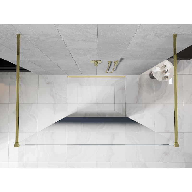 Mexen Kioto freestanding shower wall 140 x 200 cm, blue ombre 8 mm, gold - 800-140-002-50-46