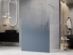 Mexen Kioto freestanding shower wall 100 x 200 cm, blue ombre 8 mm, brushed gold - 800-100-002-55-46