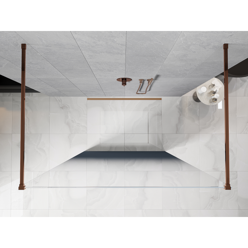 Mexen Kioto freestanding shower wall 120 x 200 cm, blue ombre 8 mm, rose gold - 800-120-002-60-46