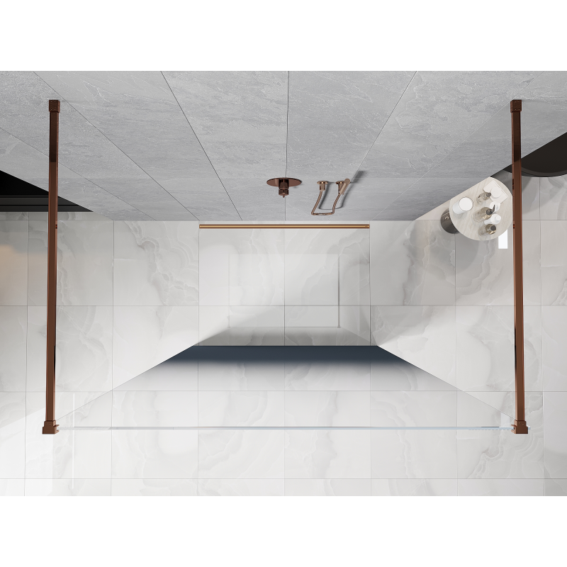 Mexen Kioto Freestanding shower wall 130 x 200 cm, blue ombre 8 mm, rose gold - 800-130-002-60-46
