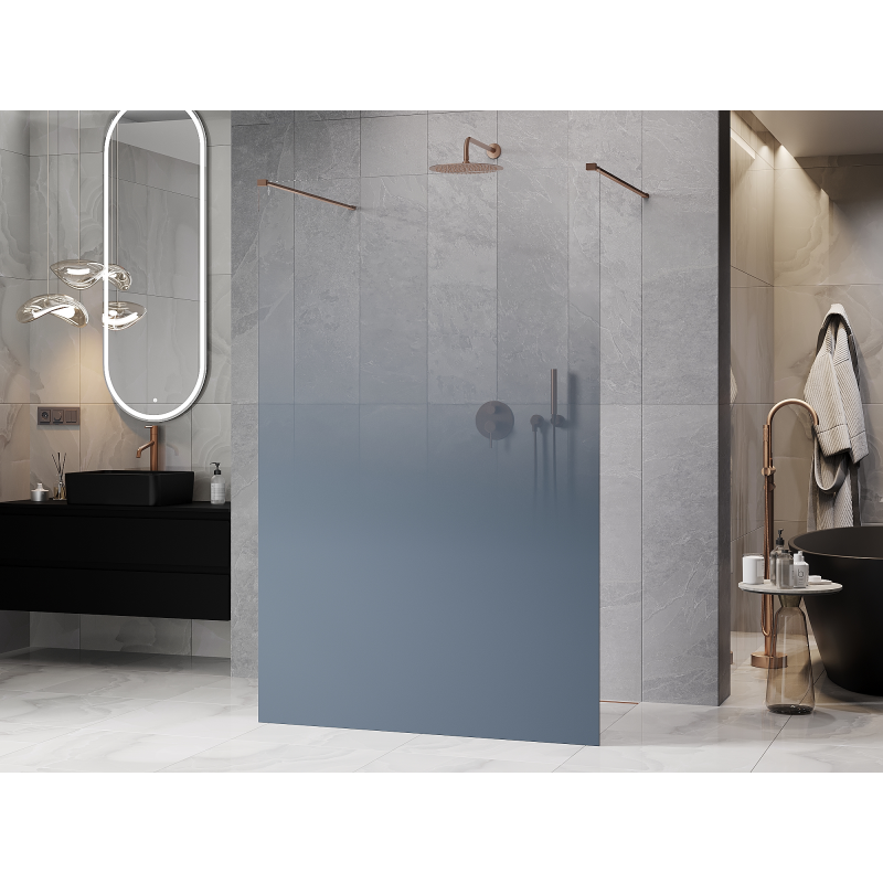 Mexen Kioto freestanding shower screen 120 x 200 cm, blue ombre 8 mm, brushed copper - 800-120-002-65-46
