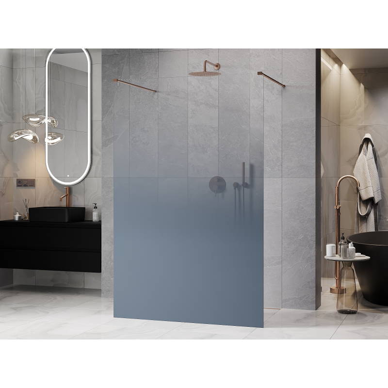 Mexen Kioto free-standing shower panel 130 x 200 cm, ombre blue 8 mm, brushed copper - 800-130-002-65-46