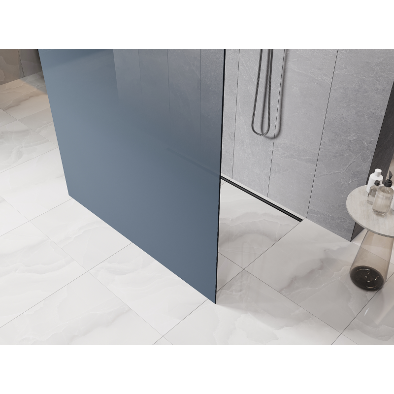 Mexen Kioto freestanding shower wall 120 x 200 cm, blue ombre 8 mm, brushed gun gray - 800-120-002-66-46
