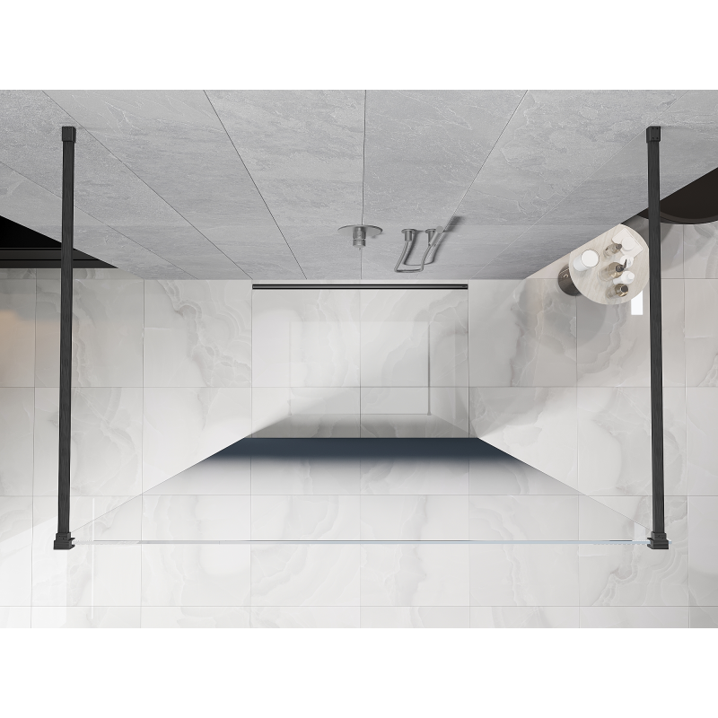 Mexen Kioto freestanding shower wall 150 x 200 cm, ombre blue 8 mm, brushed gun gray - 800-150-002-66-46