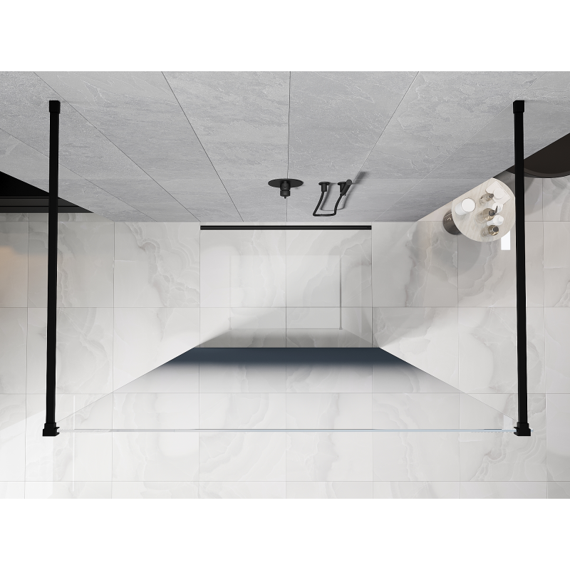 Mexen Kioto freestanding shower wall 100 x 200 cm, blue ombre 8 mm, black - 800-100-002-70-46