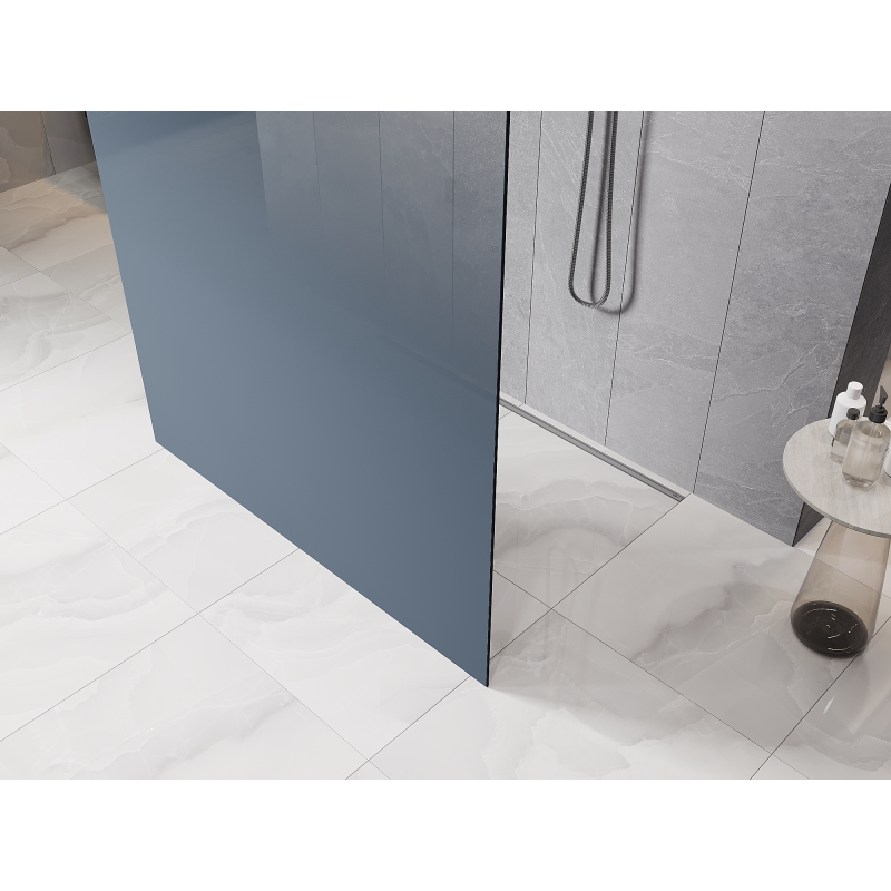 Mexen Kioto freestanding shower wall 100 x 200 cm, blue ombre 8 mm, gun metal - 800-100-002-95-46