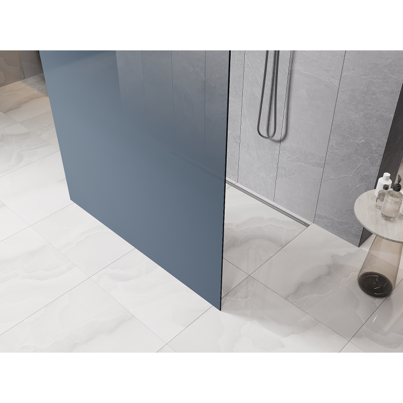 Mexen Kioto freestanding shower wall 120 x 200 cm, ombre blue 8 mm, gun metal - 800-120-002-95-46