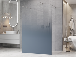 Mexen Kioto freestanding shower wall 100 x 200 cm, blue ombre 8 mm, brushed nickel - 800-100-002-97-46