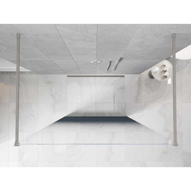 Mexen Kioto Freestanding shower wall 130 x 200 cm, blue ombre 8 mm, brushed nickel - 800-130-002-97-46
