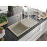 Mexen Leo granite sink 1-bowl with drainer and kitchen faucet Duero, beige - 6501-69-671600-69