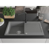 Mexen Leo 1-bowl granite sink with drainer and Duero kitchen faucet, gray - 6501-71-671600-70