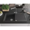 Mexen Leo 1-compartment granite sink with a drip tray and kitchen mixer tap Duero, spotted black - 6501-76-671600-00