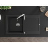 Mexen Leo 1-Bowl Granite Kitchen Sink with Drainer and Savita Faucet, Black/Silver Metallic - 6501-73-672601-00