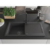 Mexen Leo granite sink 1-bowl with drainer and kitchen faucet Duero, black speckled - 6501-76-671600-70-B