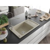 Mexen Elias granite kitchen sink 1-bowl with drainer and Duero kitchen tap, beige - 6511-69-671600-00