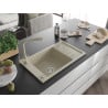 Mexen Elias granite sink 1-bowl with drainer and Duero kitchen tap, beige - 6511-69-671600-69