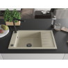 Mexen Elias one-bowl granite sink with drainer and kitchen faucet Duero, beige - 6511-69-671600-70