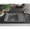 Mexen Elias 1-bowl granite sink with drainer and Duero kitchen faucet, gray - 6511-71-671600-00