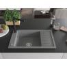 Mexen Elias single-bowl granite sink with drainer and Duero kitchen tap, grey - 6511-71-671600-70
