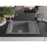 Mexen Elias granite kitchen sink with drainer and Duero kitchen faucet, gray - 6511-71-671600-71