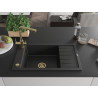 Mexen Elias granit sink 1-bowl with drainer and kitchen faucet Duero, black/silver metallic - 6511-73-671600-50