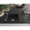 Mexen Elias granite sink single-bowl with drainer and Duero kitchen tap, black/golden metallic - 6511-75-671600-00