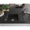 Mexen Elias 1-bowl granite sink with drainer and Duero kitchen tap, black/gold metallic - 6511-75-671600-70