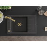 Mexen Elias granite kitchen sink 1-bowl with drainer and Duero kitchen faucet, black speckled - 6511-76-671600-50