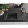 Mexen Elias granite kitchen sink 1-bowl with drainer and Duero kitchen faucet, black speckled - 6511-76-671600-70-B