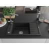 Mexen Elias 1-bowl granite kitchen sink with drainer and Duero kitchen faucet, black - 6511-77-671600-00