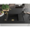 Mexen Elias granite kitchen sink 1-bowl with drainer and Duero kitchen faucet, black - 6511-77-671600-50