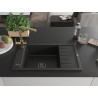 Mexen Elias granite kitchen sink 1-bowl with drainer and Duero kitchen faucet, black - 6511-77-671600-50-B