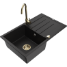 Mexen Bruno 1-bowl Granite Sink with Drainer and Telma Kitchen Faucet, Black - 6513-77-670200-50
