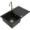 Mexen Bruno 1-compartment granite sink with a drip tray and kitchen mixer tap Telma, Black - 6513-77-670200-50
